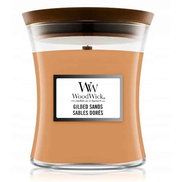 WoodWick Vonná sójová svíčka Gilded Sands Průměrná 275 g Dřevěný knot