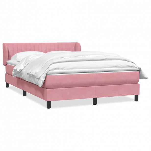 vidaXL Box spring postel s matrací růžová 160x220 cm samet