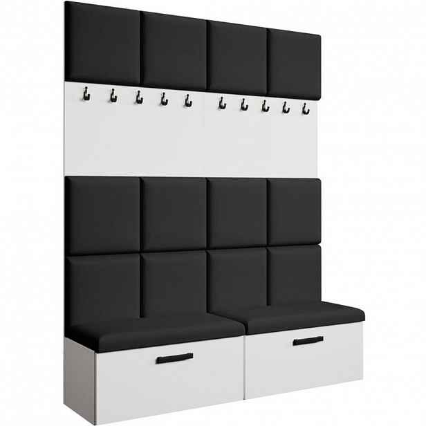 Beautysofa PŘEDSÍŇOVÁ sestava Margaret I+I 162/203/43 s čalouněnými panely a botníkem, bílá