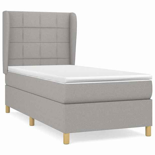 vidaXL Box spring postel s matrací světle šedá 90x190 cm textil