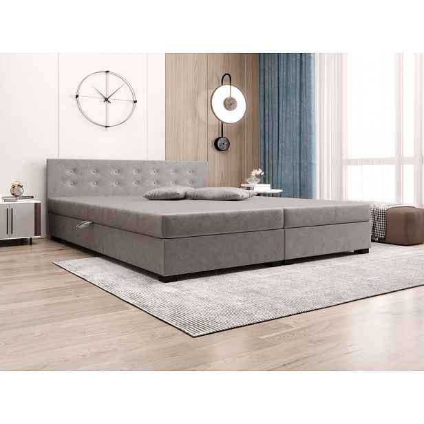 Manželská postel s úložným prostorem 160x200 ROSIE 12 - světle šedá