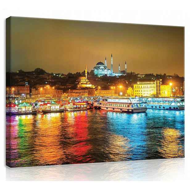 Obraz Na Plátně Plátno 70x50 Istanbul Pohled Město Panorama Noc Světla