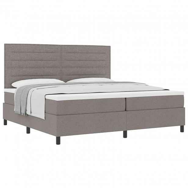 vidaXL Postel s boxspringem s čelo Taupe 200 x 200 cm textil