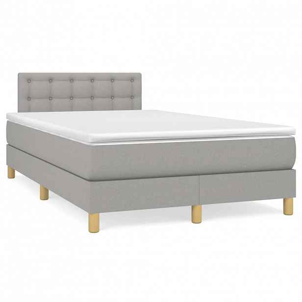 vidaXL Box spring postel s matrací světle šedá 120 x 200 cm textil
