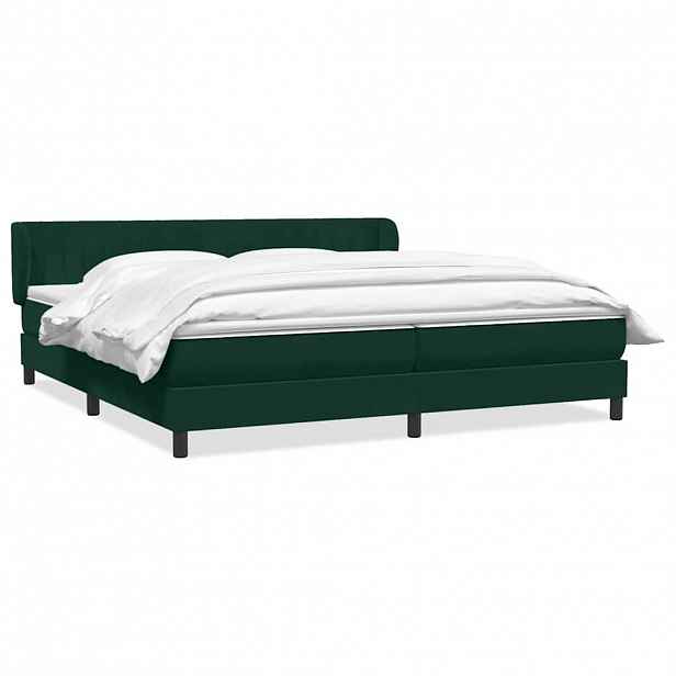 vidaXL Postel Box Spring s matracemi tmavě zelená 180x220 cm samet