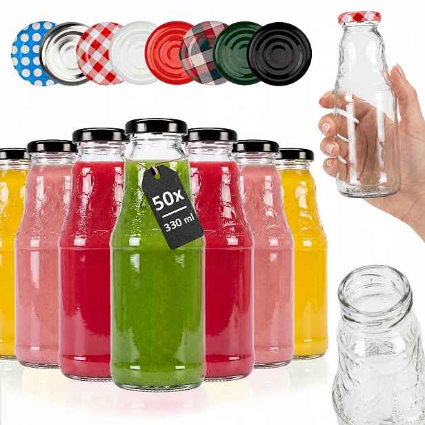 50 x Láhev na džusy mléko Soczek 330 ml láhev na domácí džusy zavařeniny
