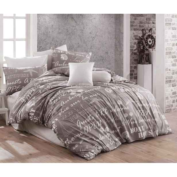 Francouzské bavlněné povlečení DELUXE 220x200+70x90 Lodě béžové