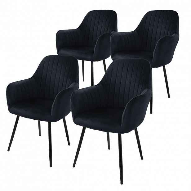 ML-DESIGN JÍDELNÍ ŽIDLE, sada 4 ks, černý samet