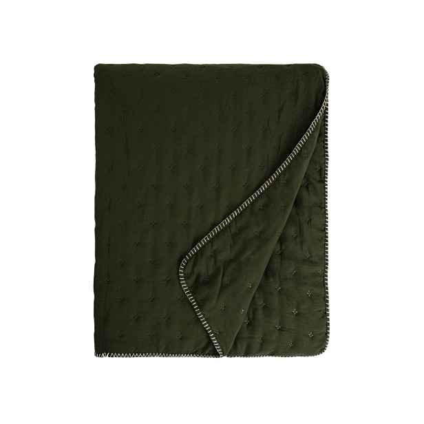 Přehoz Marcy zelený z praného mikrovlákna s lemováním 200 x 220 cm Homla