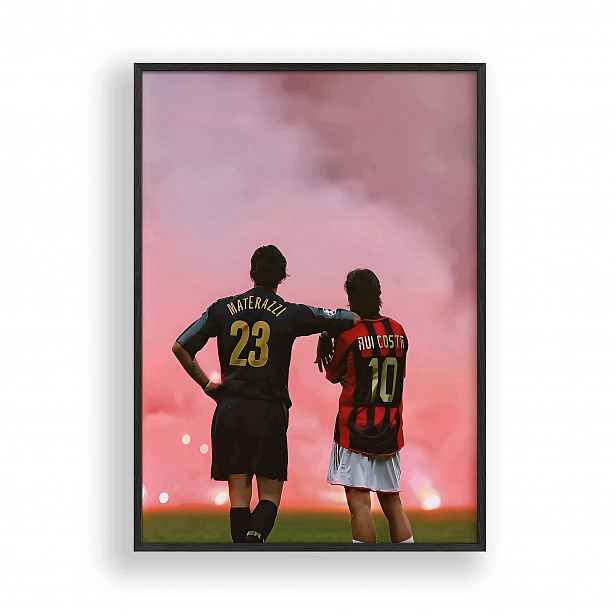 Obraz Materazzi a Rui Costa Plakát Rámeček Dřevěný Černý 30x42 cm