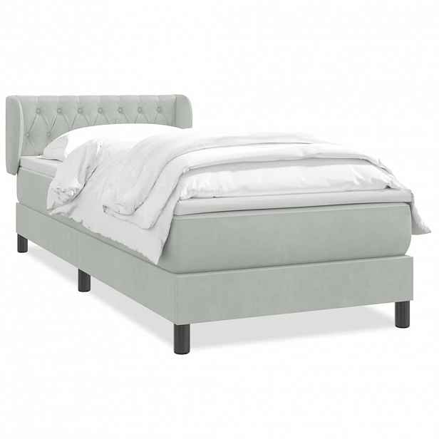 vidaXL Box spring postel s matrací světle šedá 80x210 cm samet