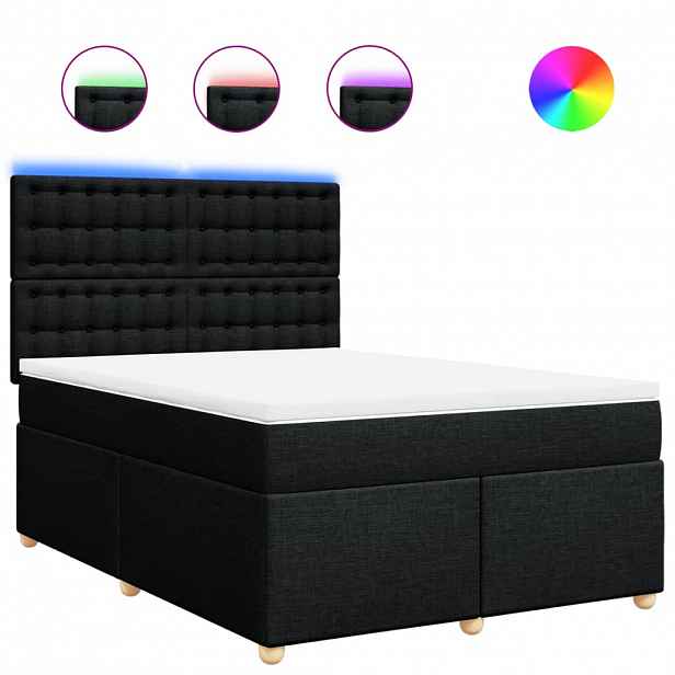 vidaXL Box spring postel s matrací černá 140x200 cm textil
