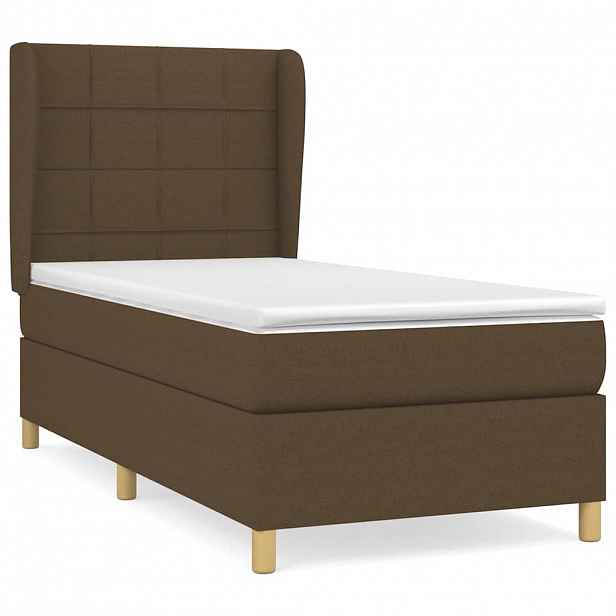 vidaXL Box spring postel s matrací tmavě hnědá 90x190 cm textil
