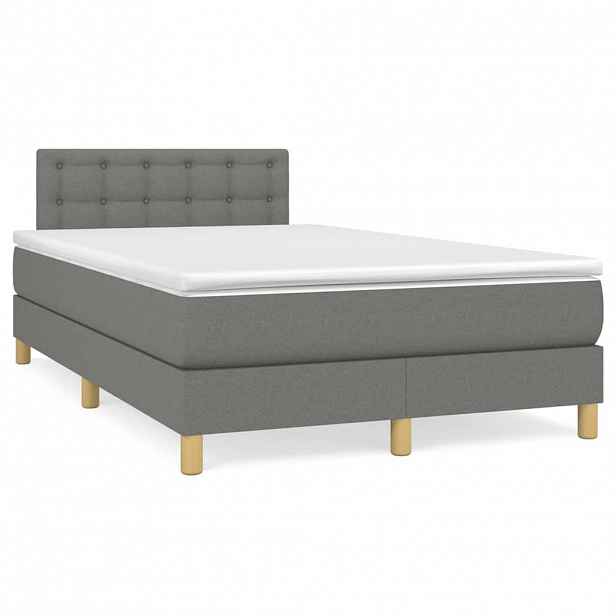 vidaXL Box spring postel s matrací tmavě šedá 120x200 cm textil