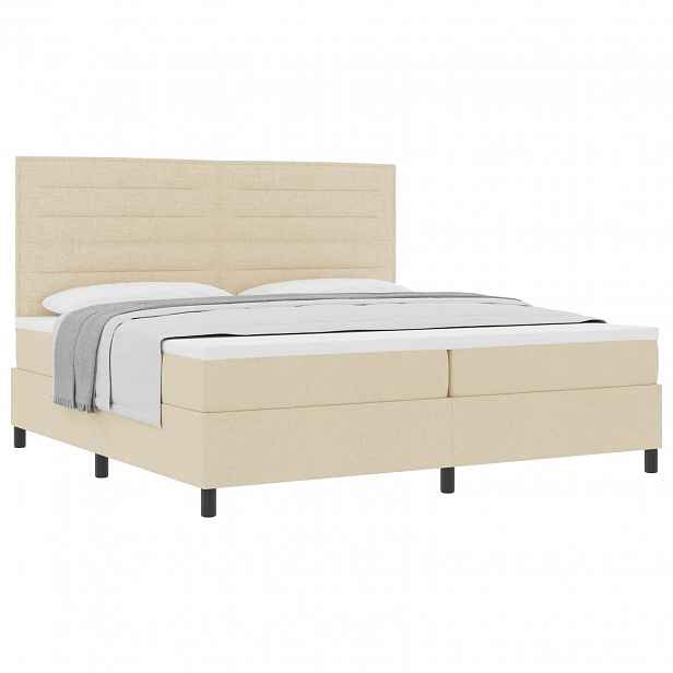 vidaXL Postel s boxspringem s matrací Krémová 200 x 200 cm textil