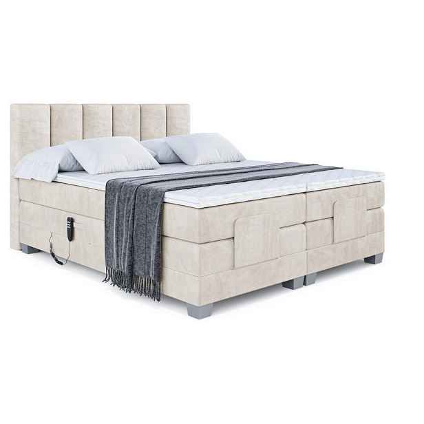 ALTDECOR BOXSPRINGOVÁ POSTEL s matrací H3/H4 - AMEL EL - 200x200 cm Béžová