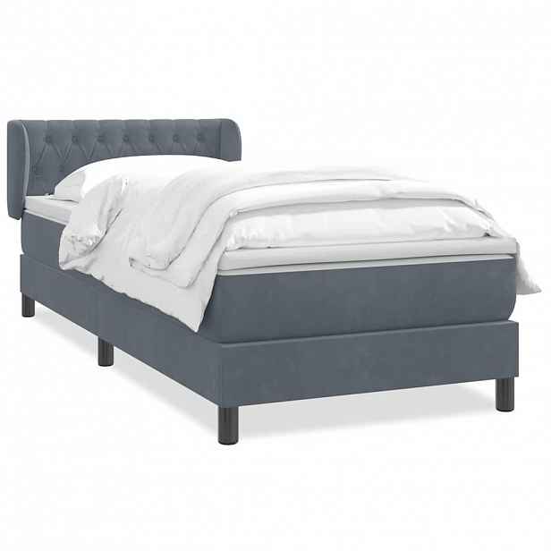 vidaXL Box spring postel s matrací tmavě šedá 80x210 cm samet