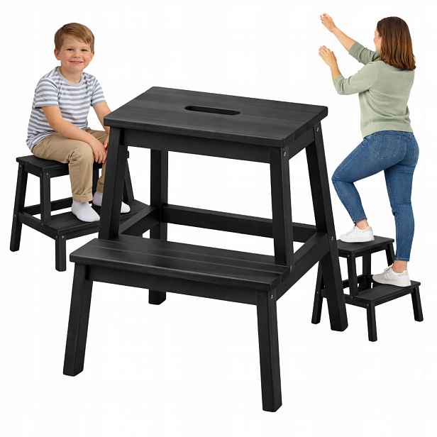 Dřevěná Kuchyňská Stolička Se Schůdkem Plošina Ikea Bekvam Černá