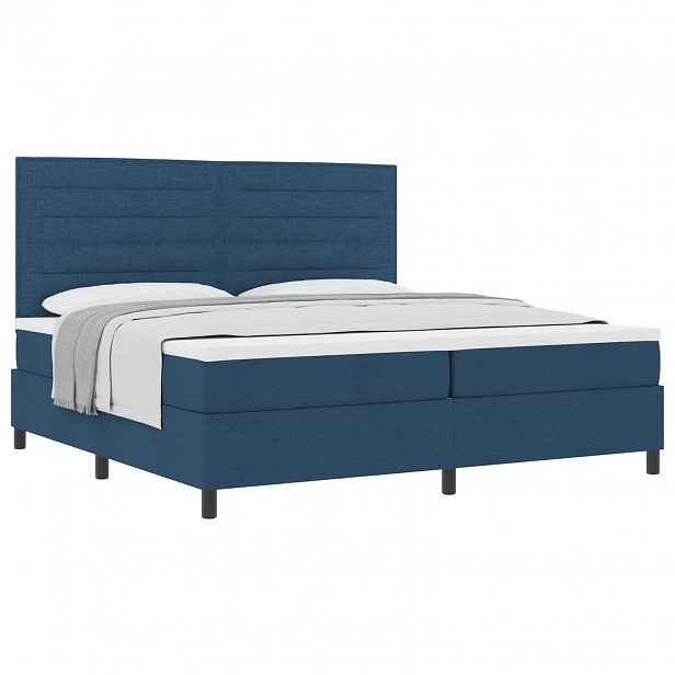 vidaXL Postel s boxspringem s matrací s čelo Modrá 200 x 200 cm textil