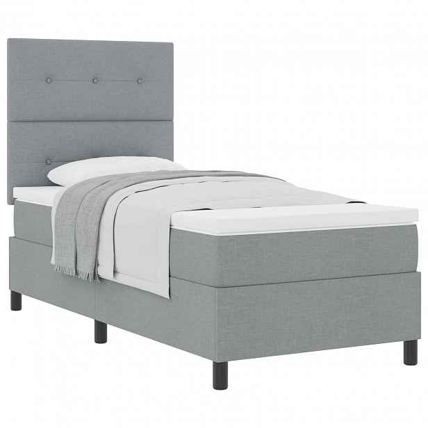 vidaXL Postel s boxspringem s matrací Světle šedá 80 x 200 cm textil