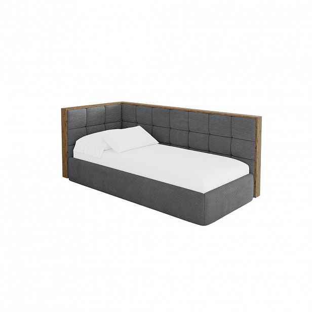 ALTDECOR JEDNOLŮŽKOVÁ POSTEL pro mládež s úložným prostorem, vpravo - SOVY 90x200 tmavě šedá