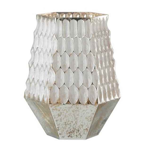 Champagne skleněný svícen na čajovou svíčku Hurricane - 17*15*22cm J-Line by Jolipa