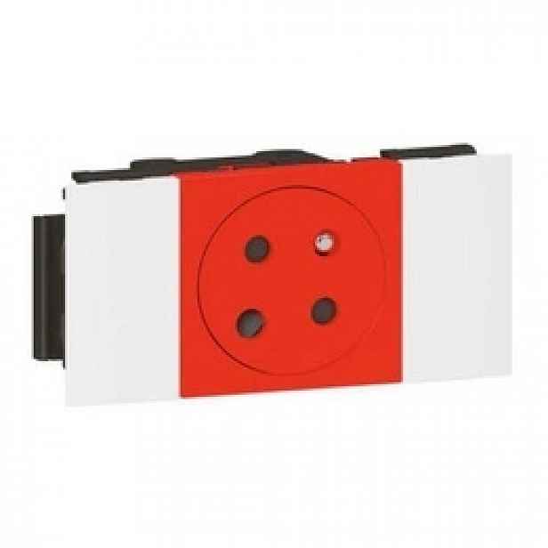 Legrand Mosaic zásuvka 2P+Z plochá 2M červená Ups 077121L