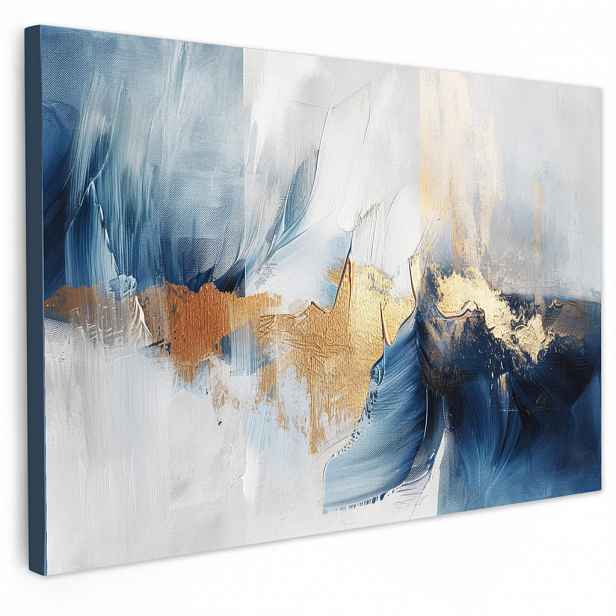 MuchoWow OBRAZ NA PLÁTNĚ Zlatá - modrá - akvarel - umění - moderní 60x40 cm