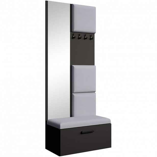 Beautysofa PŘEDSÍŇOVÁ sestava Margaret III 81/203/43 s čalouněnými panely, černá|dub artisan