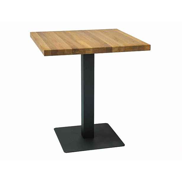 Černý jídelní stůl s dubovou deskou PURO 70x70