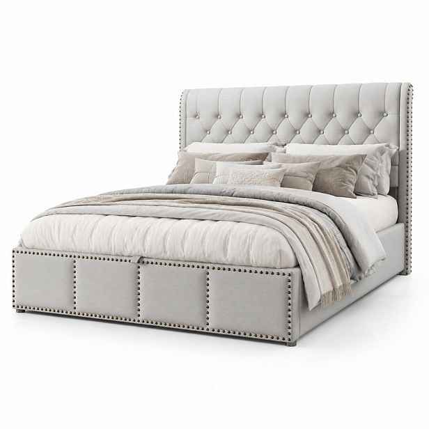 CHICFURN ČALOUNĚNÁ POSTEL 140/200 cm v šedé barvě s úložným prostorem