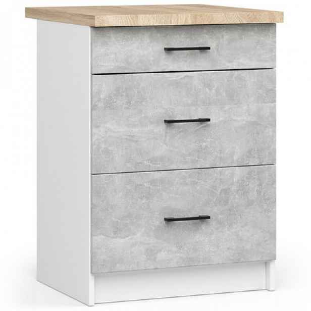 Kuchyňská skříňka OLIVIA S60 3SZ - bílá/beton