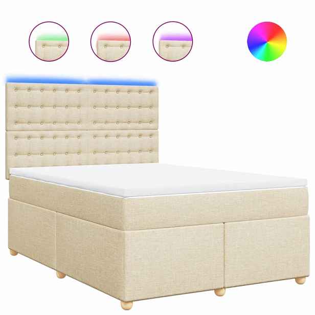 vidaXL Box spring postel s matrací krémová 140x200 cm textil