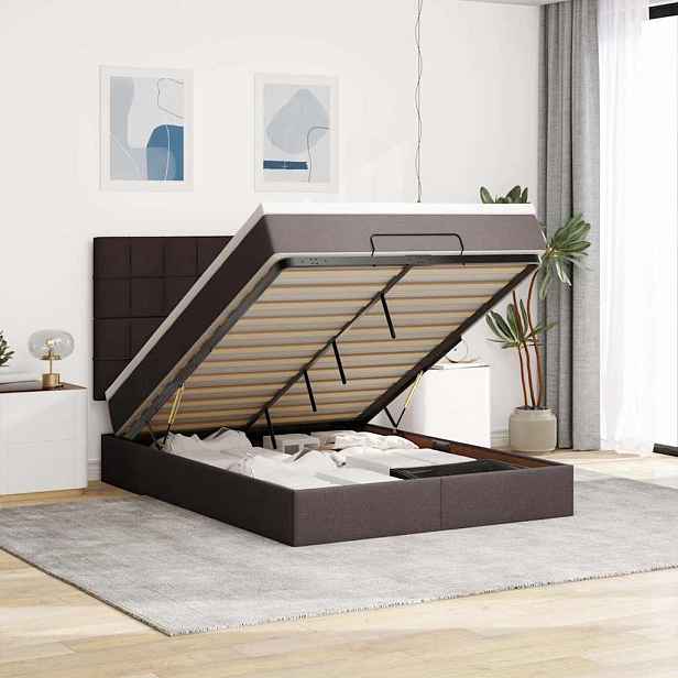 vidaXL Osmanský rám postele s matrací tmavě hnědá 140x190cm textil