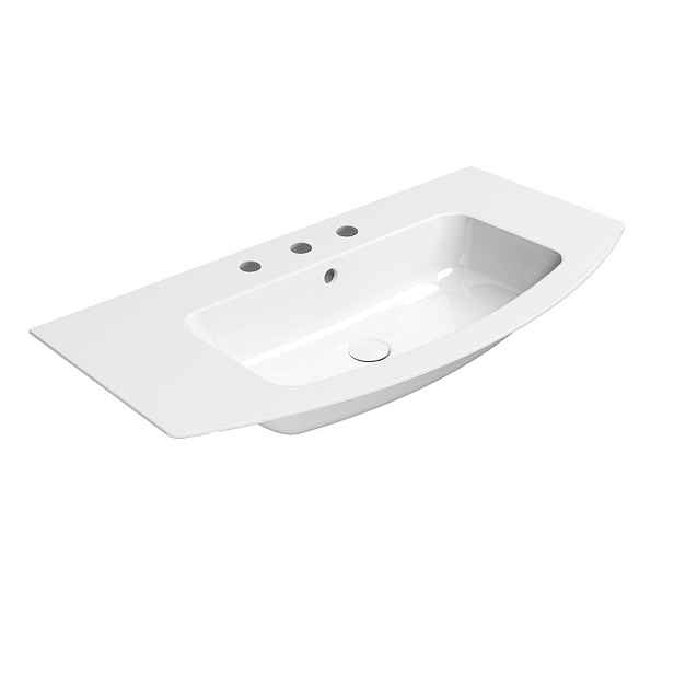 GSI PURA keramické umyvadlo Slim oblé 102x52cm, 3 otvory, bílá ExtraGlaze