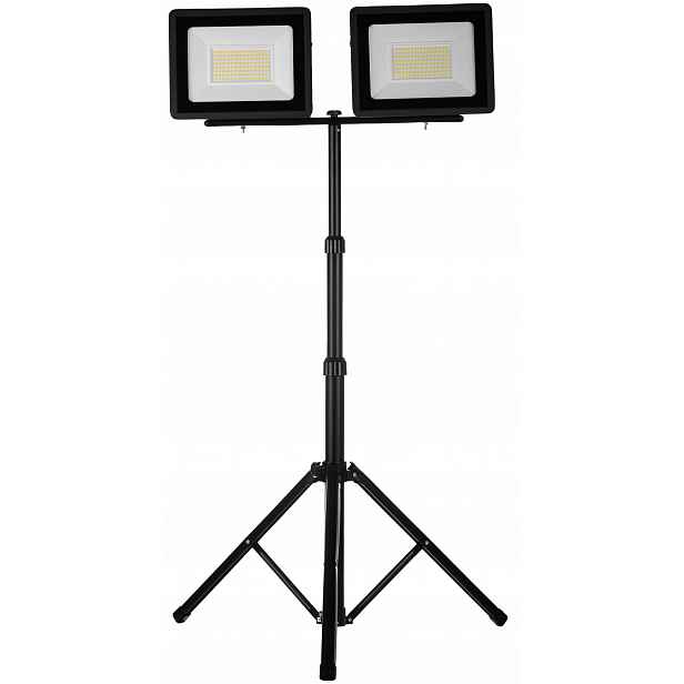 Led reflektorový stativ 2x100W přenosný, černý