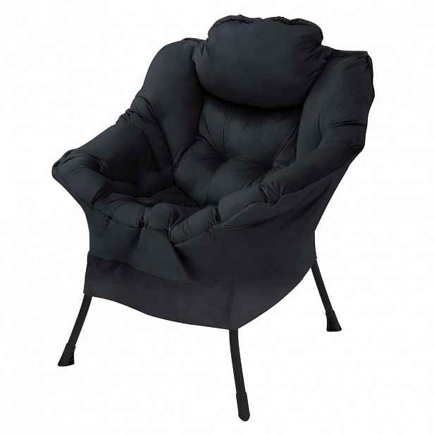 ML-DESIGN KŘESLO do obývacího pokoje, černé, pohodlné relaxační křeslo s boční kapsou a polštářem, 82 x 97 x 95 cm, nosnost až 120 kg