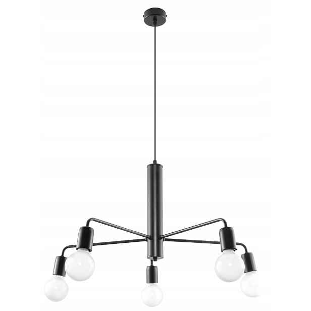 Sollux Závěsná lampa černá kovová do obývacího pokoje jídelny nad stůl ostrov 5 bodů