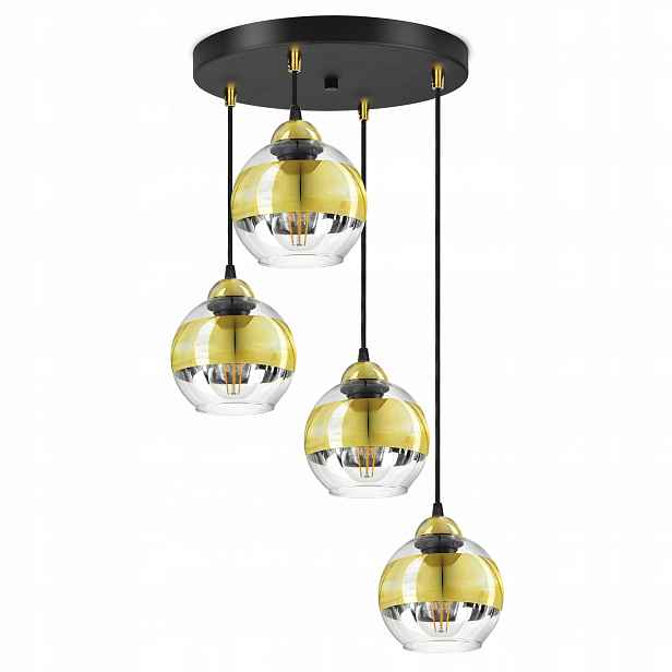 Stropní Svítidlo Lustr Černá Zlatá Glass EZ4 Led