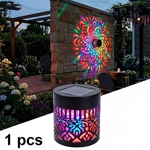 TEMU RGB Solární Mandala Světlo, Solární Plotové Světlo, Venkovní Dekorativní Kovové Nástěnné Světlo, Stupeň IP65, 13 Světelných Režimů, Vydává Teplé