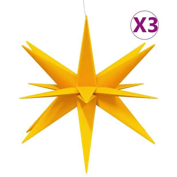vidaXL Svítící vánoční hvězdy s LED 3 ks skládací žluté 100 cm