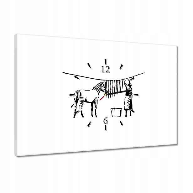 Hodiny 60x40 Praní zebry Banksy Pásky