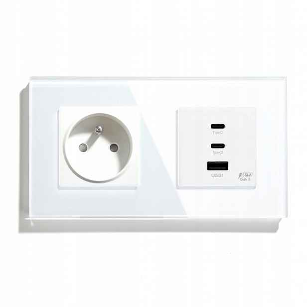 Skleněná Zásuvka Dvojitá 157 mm Usb 65 W Quick Charge Qc