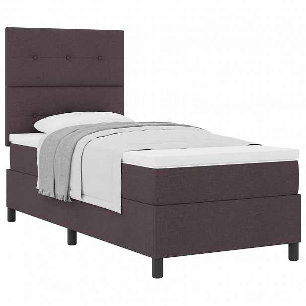 vidaXL Postel s boxspringem s čelo Tmavě hnědá 80 x 200 cm textil