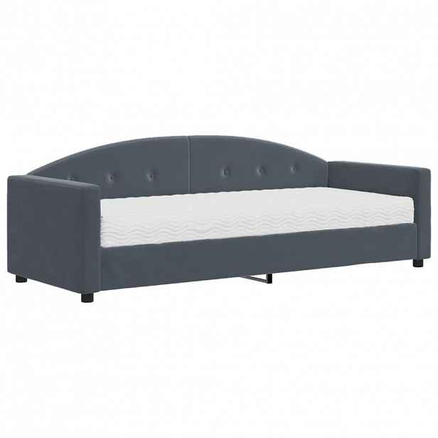 vidaXL Válenda s matrací tmavě šedá 80 x 200 cm samet
