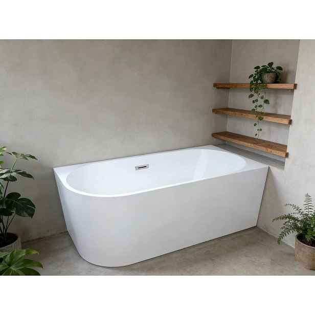 HOPA Volně stojící vana LUXURY bílá, se štěrbinovým přepadem — Barva sifonu - Chrom, Rozměr vany - 170 × 80 cm, Způsob provedení - Pravé