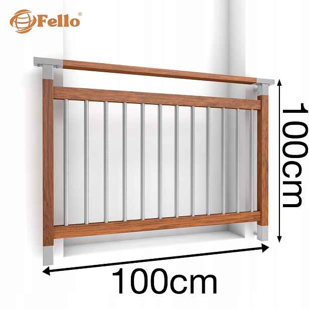 Modern Francouzský balkon 100 cm Zábradlí Dřevo