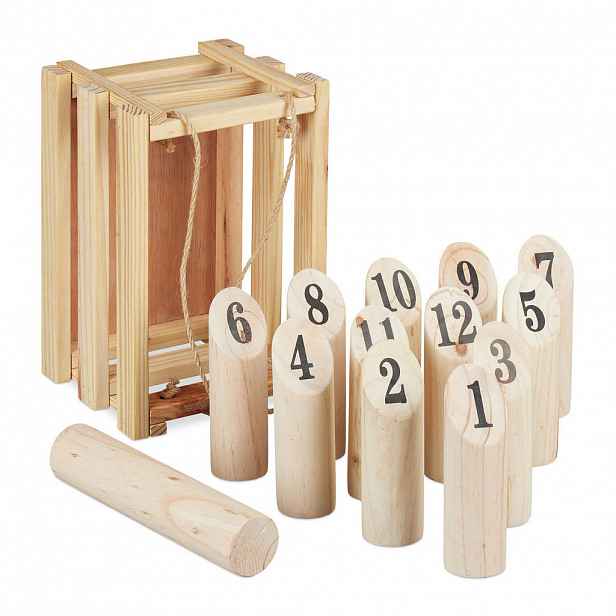 Relaxdays HRA Přírodní Černá Kubb 13-dílná