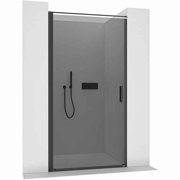 Sprchové otočné dveře Porte L/P - 8 mm - černá matná, grafitové sklo - 80x195 cm
