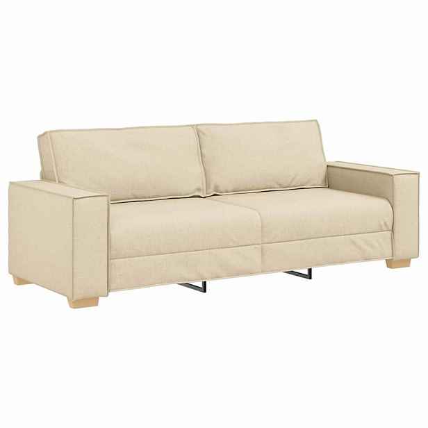vidaXL 3-místné sofa Krémová 220 cm textil